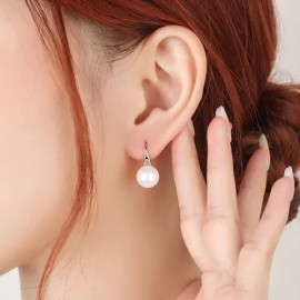 AURALUX Pendientes de Perlas 925 Plata para Mujer, Diseño Elegante con Caja de Regalo, Perfectos para San Valentín y Día de la Madre, 2 Piezas