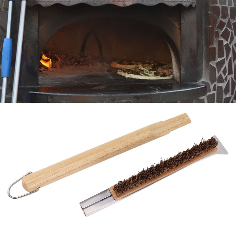 Pizza Oven Brush Removable Bristles Stainless Steel High Temperature Resistant