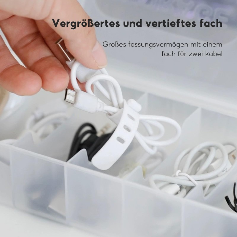 Cable Storage Box, Pack of 2 Cable Organiser Box, Charging