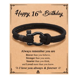 PINKDODO 16 Year Old Boy Gift Ideas, Gifts for 16 Year Old Boy Bracelet, 16th Birthday Decorations for Teenage Teen Age 14-16-18 Birthday