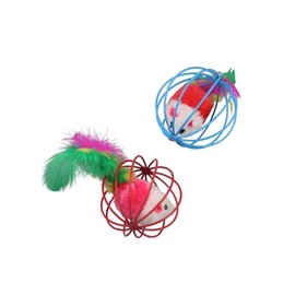 Kopida 4 Pcs Cat Toy Balls, Cat Mouse Ball Cage Cat Mouse Toy Colorful Cat Interactive Toy Pet Supplies Cat Accessories Cat Mouse Ball Toy