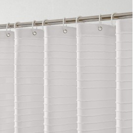 Aiyufeng Beige Boho Cloth Shower Curtain 72x72 Inches, Chic Tufted Textured Fabric Hotel Shower Curtain with Classic Stripe Design for Bathroom, Modern Farmhouse Minimalist Bathroom Shower Curtain