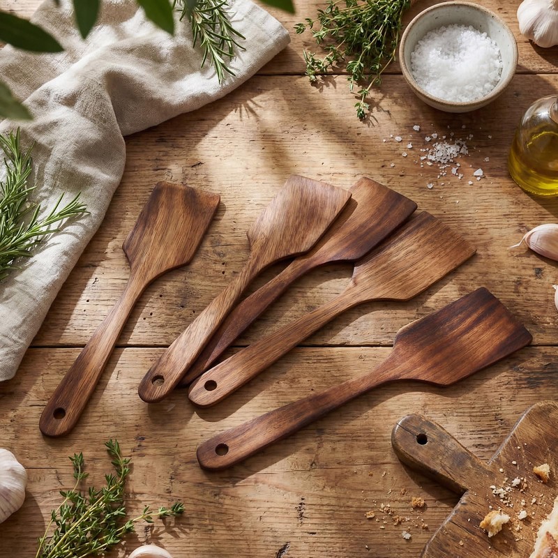 Sieral 20 Pcs Wooden Spatulas Bulk, 11 Inches Natural Acacia