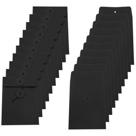 Piutouyar 20 Pcs String Tie Closure Kraft Paper Envelope, 14x10cm/5.51x3.94inch Vintage Black Envelopes Square Small Envelopes for Photo Card Document Coin Stamp Organizer Office