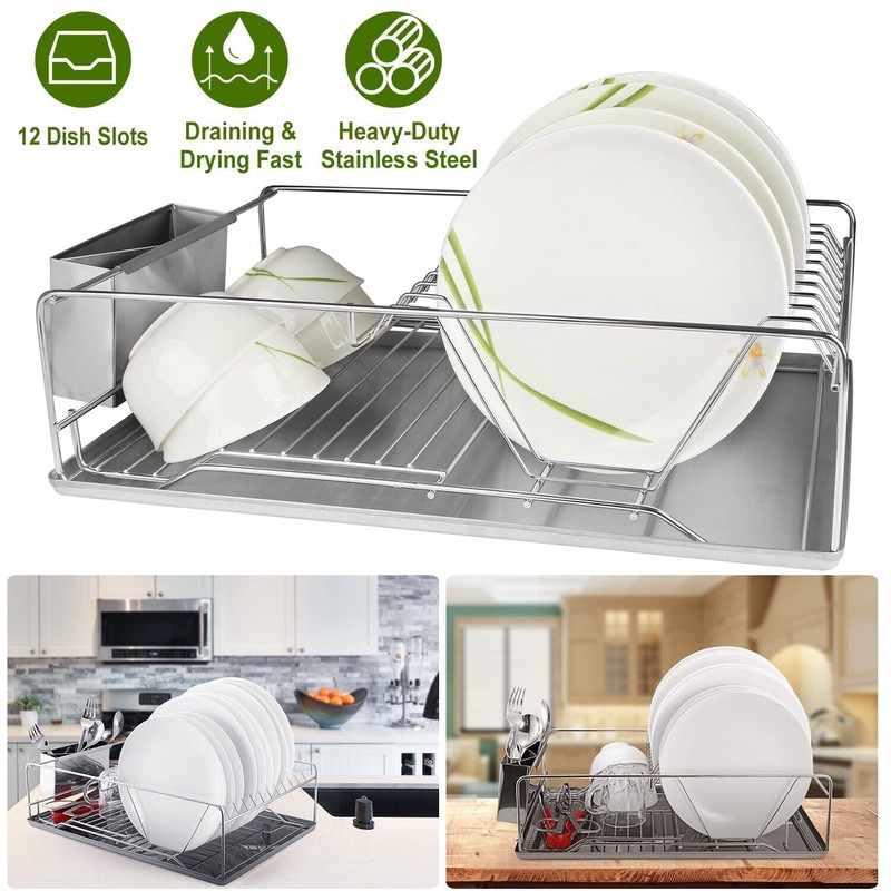 iMountek Stainless Steel Kitchen Dish Rack Drying Bowl Utensil Holder