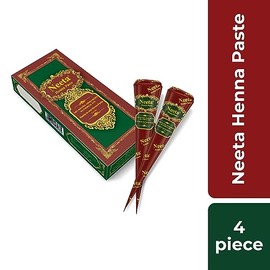 Neeta Ready-to-Use Henna Paste for Hair – Herbal Henna-Based Formula – Reddish Brown – Pack of 4 Cones