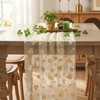 Beige Gauze Gold Shamrocks St.Patrick's Day Table Runner 120 Inch