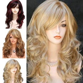 magpross Synthetic Hair Piece Wavy Headband Hairpieces Curly Wig Hair (golden)