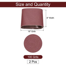 uxcell 2pcs 8" x 19" Sanding Belts 100 Grits Aluminum Oxide Abrasive Belt Sander Paper Sanding Papers for Metal Wood Grinding Polishing, Reddish Brown