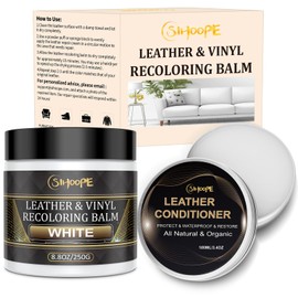 SIHOOPE 8.8oz Leather Recoloring Balm with 100ml Mink Oil,White Leather Repair Kit for Furniture,Leather Repair Cream,Leather Scratch Repair for Car Interior,Leather Conditioner for Couch
