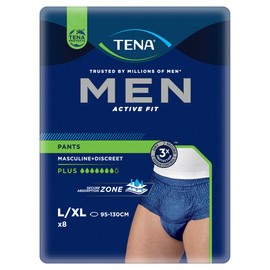 TENA Men Active Fit Pant Plus Navy, Large, Pack of 8