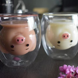 TREEWOO White Ceramic Pig Shaped Demitasse Coffee Cup, 200ml