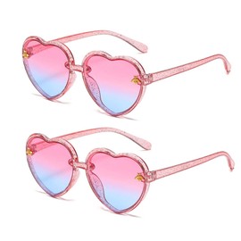 Qianteng Cute Bee Sunglasses for Toddler Girls Age 2-10 Kids Heart Shaped Sunglasses Stylish Summer