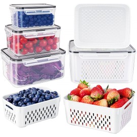Freshmage Fruit Storage Containers with Removable Colander - 4 Pack