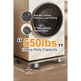 1100LB Heavy Duty Rectangle Moving Dolly Cart - 2-Pack with 3" TPR Silent Wheels, Non-Slip 11-Layer Plywood Platform, No Assembly Needed - for Furniture, Warehouse, Home & Commercial Use