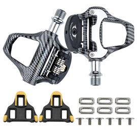 Road Bike Pedals, SPD Pedals, Clipless Bicycle Pedals with Cleats Compatible with SPD SL System, 9/16" Aluminum Alloy Threads Cycling Pedal, for Indoor Outdoor, MTB, Spin Bike (Black)