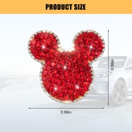 KHGUZ Bling Car Tire Valve Stem Caps, 4PCS Dustproof Crystal Rhinestone Mickey Vehicle Tyre Valve Stem Cover, Sparkling Attractive Auto Wheel Decoration Accessories, Universal Fit (Red)