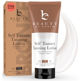 Beauty by Earth Self Tanner - USA Made with Natural & Organic Ingredients, Moisturizing Self Tanning Lotion with Aloe Vera & Coconut for a Natural Glow, Streak-Free Fake Tan, Medium to Dark