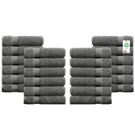 Delara 100% Organic Cotton Towels 650 GSM Plush Feather Touch Quick Dry Wash Cloth, Pack of 24 GOTS Certified, Oeko-Tex Green Certified, Organic Cotton Wash Cloth, 13"X13"