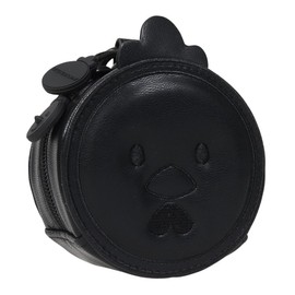 COX SPORTIF LG4FBZ11L BK00 Ball Holder, 3 Pieces, Heart Carabiner Included, Chicken, Character Cute, Round Golf, Black, BK00 (Black)