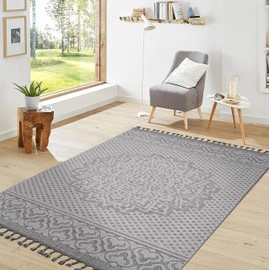 NicBex Modern Area Rug,4×6 Washable Rugs for Living Room Soft Rugs for Bedroom,Non-Slip Soft Floor Indoor Carpet with Medium Soft Pile,Stain Resistant,Non-Shedding,Home Decor Aesthetic,Gray+White