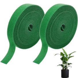 2 Pieces 5 m Plant Ties Velcro, 10 mm Cable Ties Resealable Plant Ties Plants Velcro Tape for Plants Green