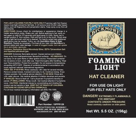 Bickmore Foaming Light Hat Cleaner | Remove Dirt, Dust, Fingerprints & Sweat Stains - Great for Fur - Felt Cowboy Hats, Baseball Hats, Fedoras, Sun Hats & More