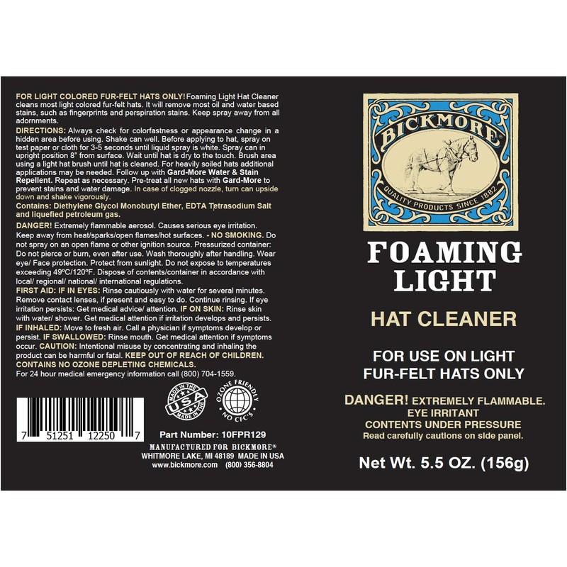Bickmore Foaming Light Hat Cleaner | Remove Dirt, Dust, Fingerprints