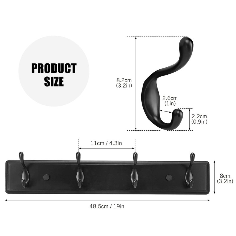 Wooden Coat Rack, Wall-Mounted Organizer for Closet, Entryway, Hallway, Foyer,