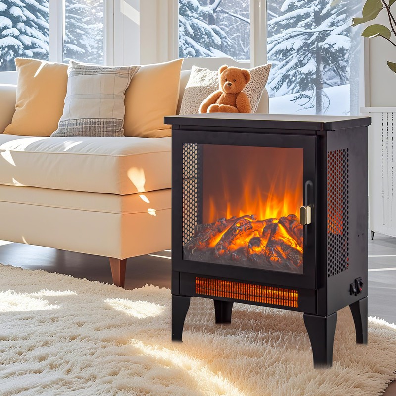 IInnoflame 17" Electric Fireplace Stove, Freestanding Fireplace Heater with Realistic