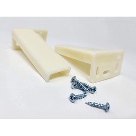 One Pair - KT HR9000RL Rear Drawer Track Socket Mounting Back Plates Brackets, Plastic, White - Sold in Pair (Left and Right)