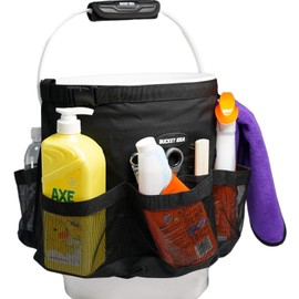 MELOTOUGH Bucket Car Wash Tool Organizer for Garden Cleaning bucket organizer Water-resistant Mesh Pockets for Clean Supplier, Car Wash Supplier Tools Fit 3.5 to 5 Gallon Bucket (Black)