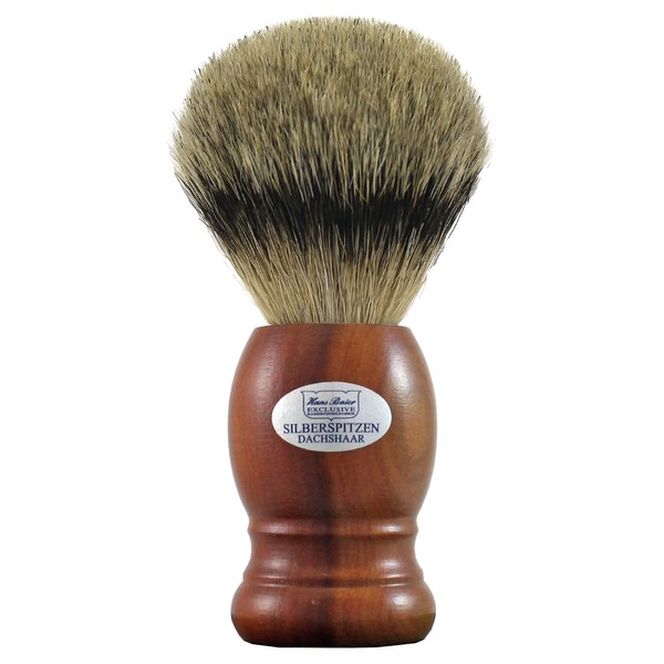 Hans Baier Exclusive Shaving Brush Real Silver Tip Badger Hair - Plum Wood Handle