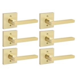 goldenwarm Gold Dummy Door Handles, No-Turning Brushed Brass Door Dummy Levers, Brushed Gold Dummy Handle（3 Pack）