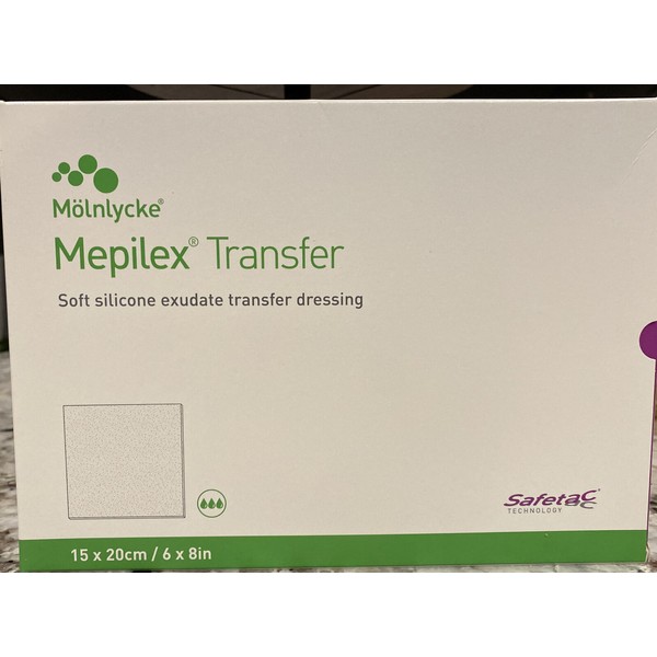 Molnlycke Mepilex Transfer 6x8" Soft Silicone Exudate Dressing 294899 • Box of 5
