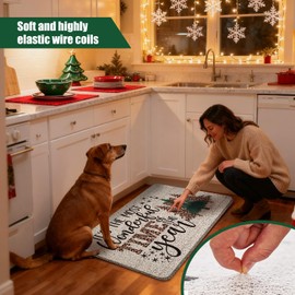 Koesus Coquette Leopard Bow Christmas Tree Door Mat, Trendy Cheetah Print Xmas Tree Doormat Outdoor Indoor Entrance, Rustic Christmas Welcome Mats for Front Door Entryway, 17x30 Inches