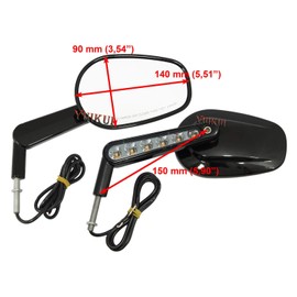 Motorcycle Rear View Mirrors M8 Full Aluminum Mirrors With Signals Muscle eye-catching LED Turn Signals Light indicators Mirror compatible with HARLEY Softail/Fat Boy/Deluce