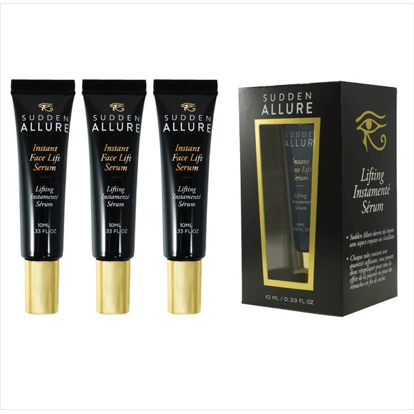 Sudden Allure Instant Face Lift Serum – Erase Under Eye Bags & Wrinkles in 60 Seconds - Firming Face & Eye Serum Cream - Instantly Tighten & Reduce Eye Bags & Crows Feet | Made in USA (10 ml, 3 Pack)