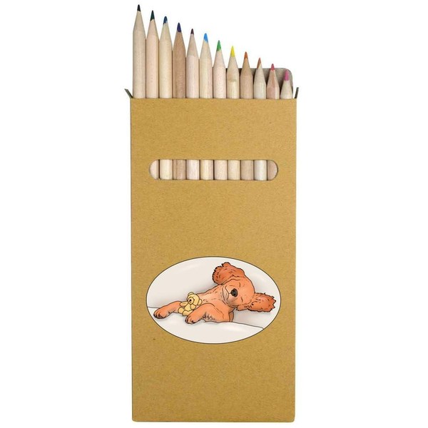 12 x 'Sleepy Cocker Spaniel' Long 178mm Coloured Pencils/Pencil Set