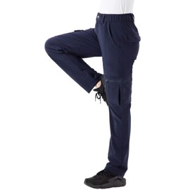 Rdruko Women's Hiking Pants Water Resistant Lightweight UV Protection Work Cargo Pants 5 Zipper Pockets Navy Large