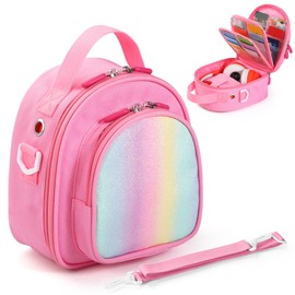 Carrying Case Compatible with Yoto Mini 2024 Edition Kids Audio Music Player & Headphone, Travel Storage Bag for Audiobook Cards Radio (Up to 30 Cards) with Adjustable Strap, Pink(Bag Only)