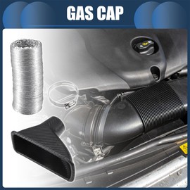 A ABSOPRO Air Intake Duct, Front Bumper Car Square Brake Air Duct with Extendable Flexible Hose and Plastic and Aluminium Hose Band, 1 Set
