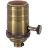 B&P Lamp® Heavy Turned Brass Socket with Brass Knob, Antique Brass Finish, On/Off Function, No Uno Thread