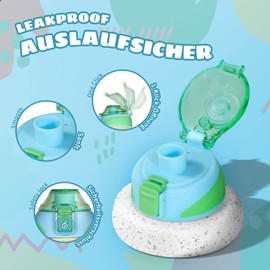 Fjbottle Children's Drinking Bottle Stainless Steel 400 ml - 1-Click Opening, BPA-Free Leak-Proof Thermal Flask, Suitable for Carbonated Drinks, Thermos Flask Boys / Girls for Nursery, School, Travel