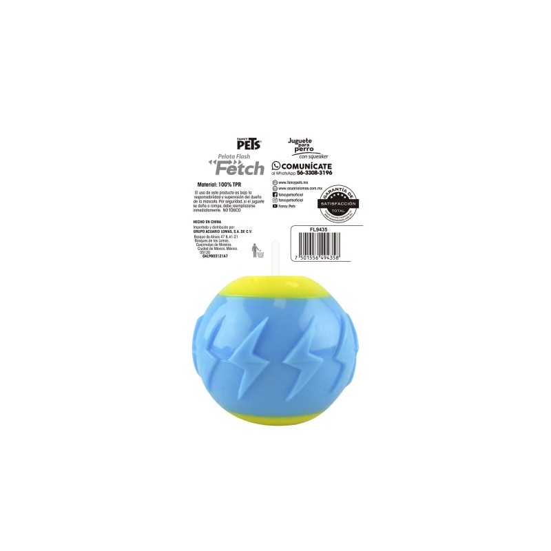 Fancy Pets Pelota Flash con Sonido Fetch para Perros, Tamaño