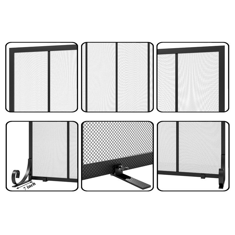 Fire Beauty Flat Panel Fireplace Screen Spark Guard Wrought Metal