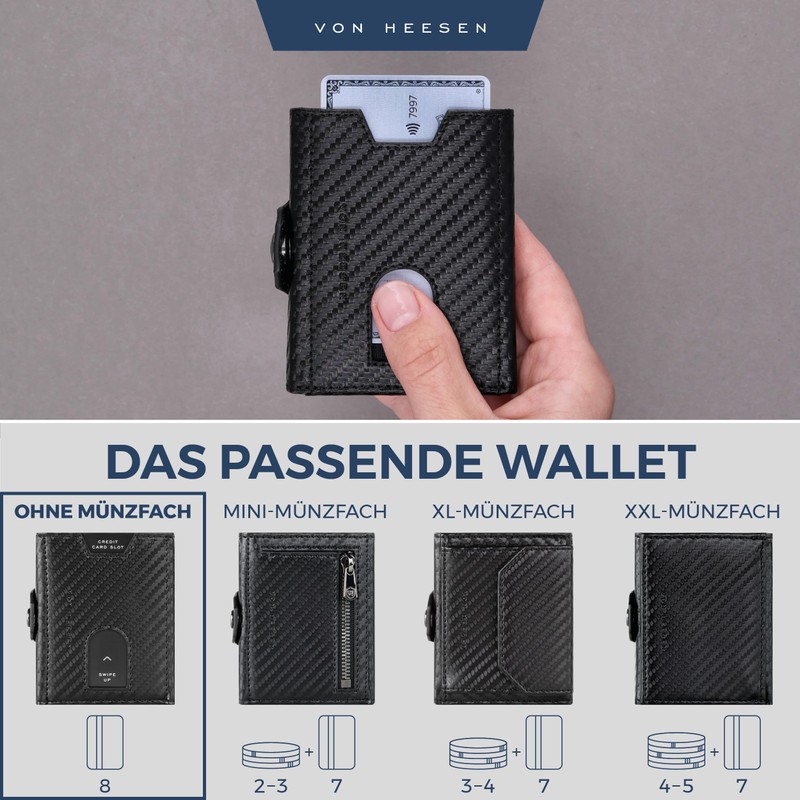 VON HEESEN Credit Card Holder Credit Card Holder, Black carbon,