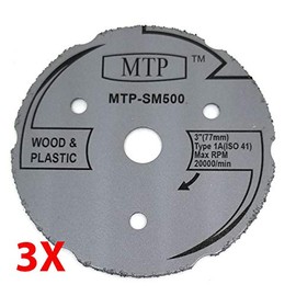 MTP Brand SM500 Saw Max 3" (3 Pack) Wood Plastic Segment Carbide Circular Saw Compatible to use for Saw Max US40 and Rotozip zipsaw RFS1000 (3) - 7/16" Arbor