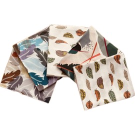 CraftsFabrics Blue and White Feather Pattern Fabric Bundle- Printed Fat Quarters Bundle of 5 Fabrics (45cm x 55cm). 100% Cotton. Ideal for Crafts, Patchwork and Dressmaking