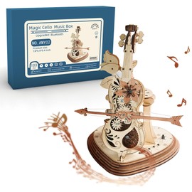 3D Puzzles for Adults Wooden Puzzles Cello Music Box Set with Bluetooth and Light for Adults to Build, Stem Projects Model Kits Birthday Gifts for Women Men Home Decor